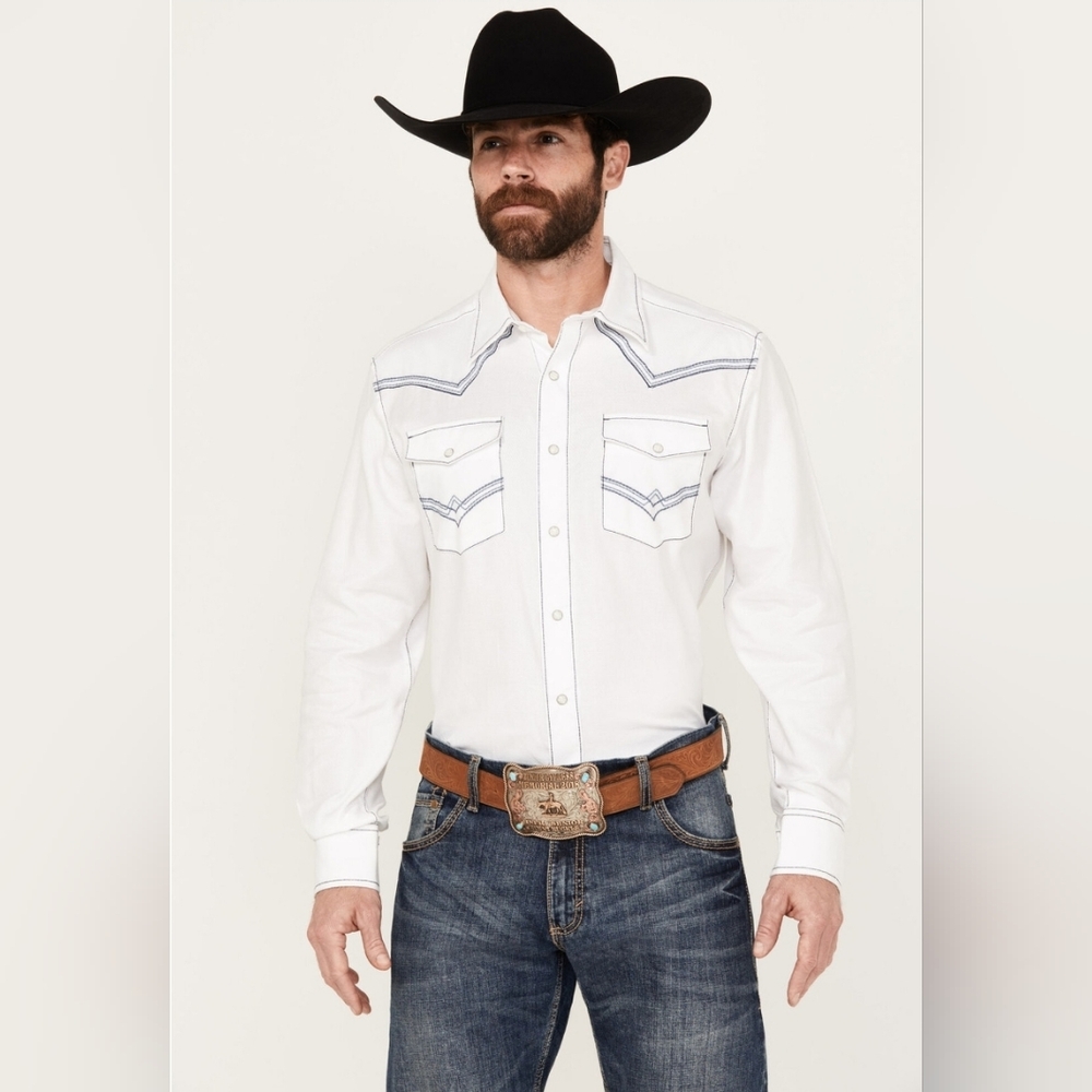 Wrangler White Shirt with Blue Detailing